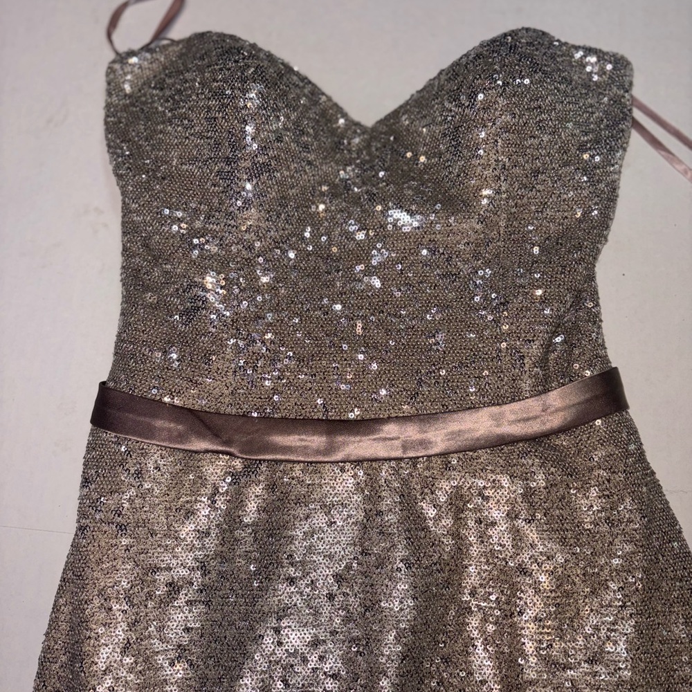 Allure Bridals Sequined Column Champagne Sheath Dress 12 large - Picture 9 of 13